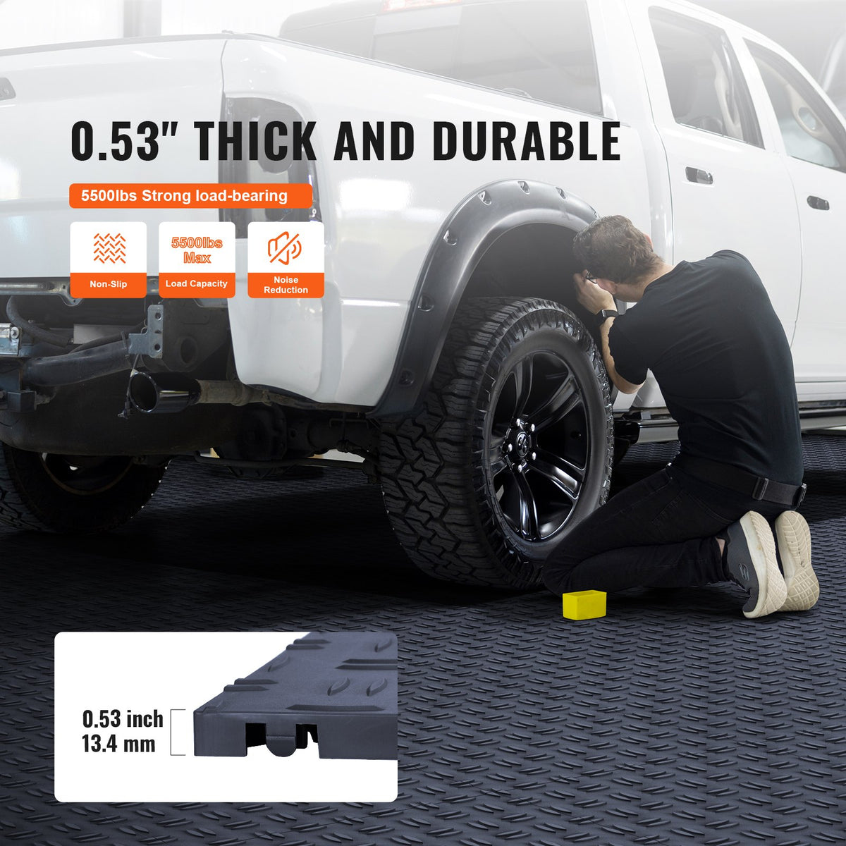 VEVOR Garage Tiles Interlocking, 12 x 12 x 0.53 inch 50 Pack Garage Floor Covering Tiles, Non-Slip Double-Sided Texture Garage Flooring Tiles, for Garages, Basements, Repair Shops, Graphite Gray - CKDDSMH501212WO1OV0 - view 4