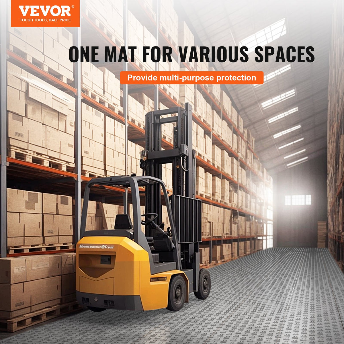 VEVOR Garage Tiles Interlocking, 12 x 12 x 0.53 inch 25 Pack Garage Floor Covering Tiles, Non-Slip Double-Sided Texture Garage Flooring Tiles, for Garages, Basements, Repair Shops, Silver - CKDDYSJ2512128VEAV0 - view 3