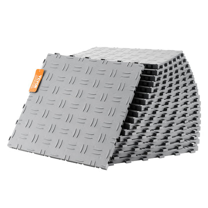 VEVOR Garage Tiles Interlocking, 12 x 12 x 0.53 inch 50 Pack Garage Floor Covering Tiles, Non-Slip Double-Sided Texture Garage Flooring Tiles, for Garages, Basements, Repair Shops, Silver - CKDDYSJ501212KFBGV0 - view 1
