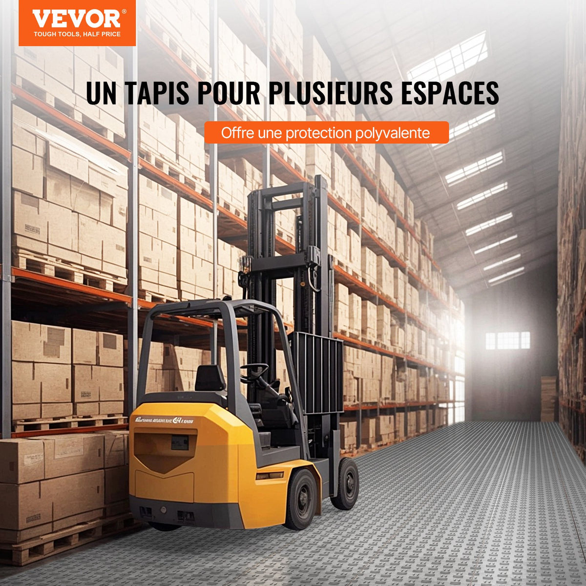 VEVOR Garage Tiles Interlocking, 12 x 12 x 0.53 inch 50 Pack Garage Floor Covering Tiles, Non-Slip Double-Sided Texture Garage Flooring Tiles, for Garages, Basements, Repair Shops, Silver - CKDDYSJ501212KFBGV0 - view 3