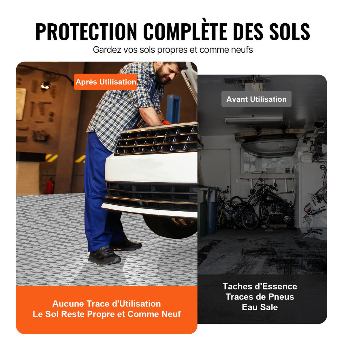 VEVOR Garage Tiles Interlocking, 12 x 12 x 0.53 inch 50 Pack Garage Floor Covering Tiles, Non-Slip Double-Sided Texture Garage Flooring Tiles, for Garages, Basements, Repair Shops, Silver - CKDDYSJ501212KFBGV0 - view 6