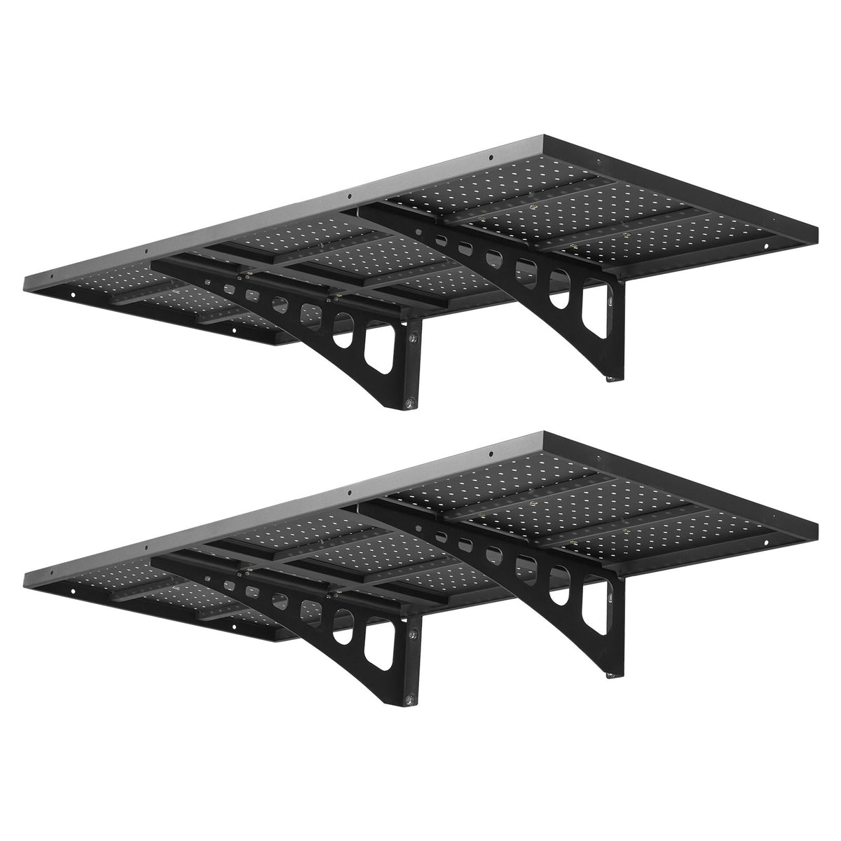 VEVOR 2-Tier Heavy Duty Wall Garage Shelving, 1.64 x 4 ft Steel Wall Mounted Shelving Unit, 19.68 x 48 Inch Per Shelf Floating Storage Metal Rack for Garage with 560 lbs Total Weight Capacity, Black - CKGBDDBJ2JDGSJ6CQ001V0 - view 10