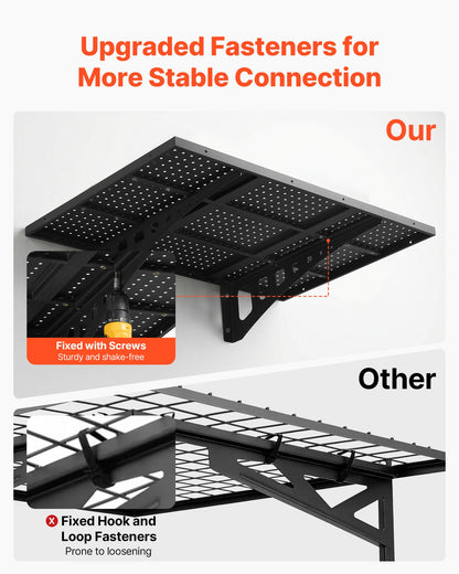 VEVOR 2-Tier Heavy Duty Wall Garage Shelving, 2 x 3 ft Steel Wall Mounted Shelving Unit, 12 x 72 Inch Per Shelf Floating Storage Metal Rack for Garage with 560 lbs Total Weight Capacity, Black - CKGBDDBJDGJF4X35T001V0 - view 5