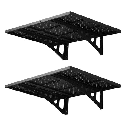 VEVOR 2-Tier Heavy Duty Wall Garage Shelving, 2 x 3 ft Steel Wall Mounted Shelving Unit, 12 x 72 Inch Per Shelf Floating Storage Metal Rack for Garage with 560 lbs Total Weight Capacity, Black - CKGBDDBJDGJF4X35T001V0 - view 10