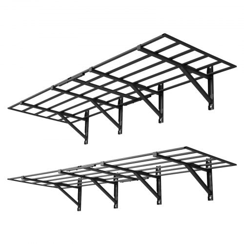 VEVOR 2-Tier Heavy Duty Wall Garage Shelving, 4 Pack 2 x 3 ft Steel Wall Mounted Shelving Unit, 24 x 72 Inch Per Shelf Floating Storage Metal Rack for Garage, 1600 lbs Total Weight Capacity, Black - CKGBGGJ2472IEDKJS001V0 - view 2