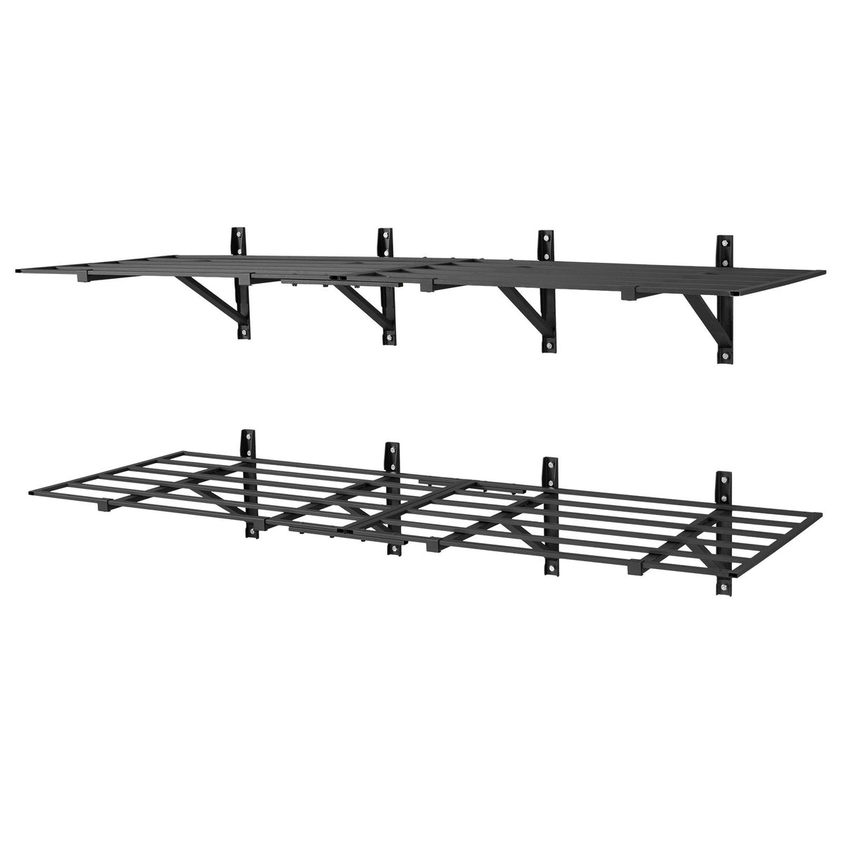 VEVOR 2-Tier Heavy Duty Wall Garage Shelving, 4 Pack 2 x 3 ft Steel Wall Mounted Shelving Unit, 24 x 72 Inch Per Shelf Floating Storage Metal Rack for Garage, 1600 lbs Total Weight Capacity, Black - CKGBGGJ2472IEDKJS001V0 - view 10