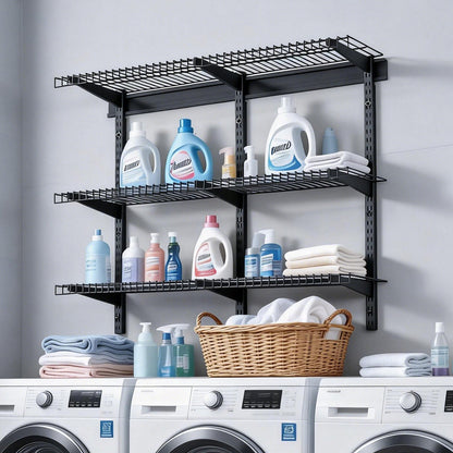 VEVOR 3-Tier Heavy Duty Wall Garage Shelving, 0.9 x 3 ft Steel Wall Mounted Shelving Unit, 11 x 36 Inch Per Shelf Floating Storage Metal Rack for Garage with 450 lbs Total Weight Capacity, Black - CKGBGSWGJ123E7HT0001V0 - view 9