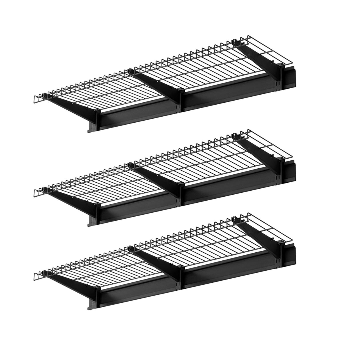 VEVOR 3-Tier Heavy Duty Wall Garage Shelving, 0.9 x 3 ft Steel Wall Mounted Shelving Unit, 11 x 36 Inch Per Shelf Floating Storage Metal Rack for Garage with 450 lbs Total Weight Capacity, Black - CKGBGSWGJ123E7HT0001V0 - view 10