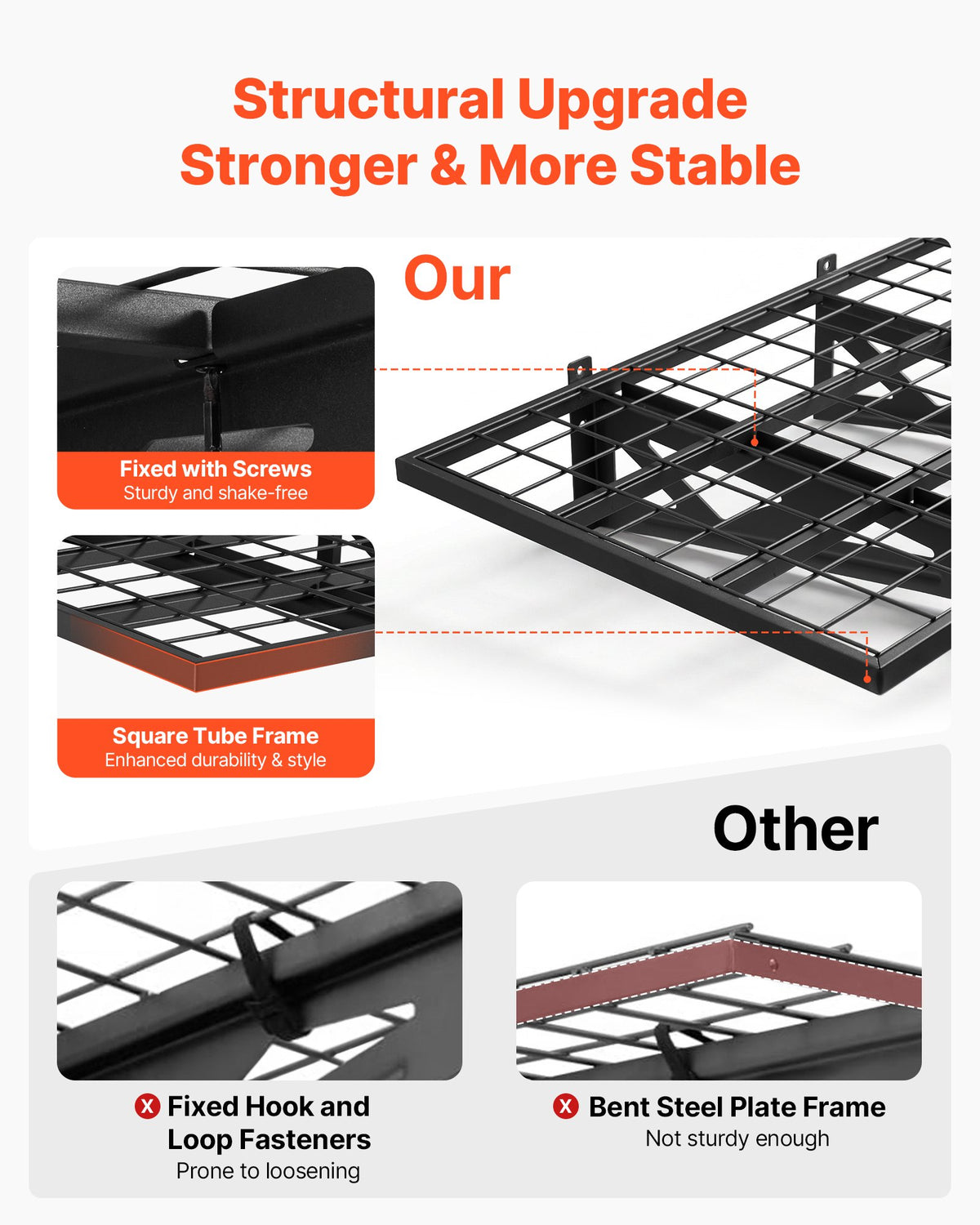 VEVOR 2-Tier Heavy Duty Wall Garage Shelving, 2 x 3 ft Steel Wall Mounted Shelving Unit with Hooks, 24 x 36 Inch Per Shelf Floating Storage Metal Rack for Garage, 500 lbs Total Weight Capacity, Black - CKGBGSWGJ2434WRWA001V0 - view 5