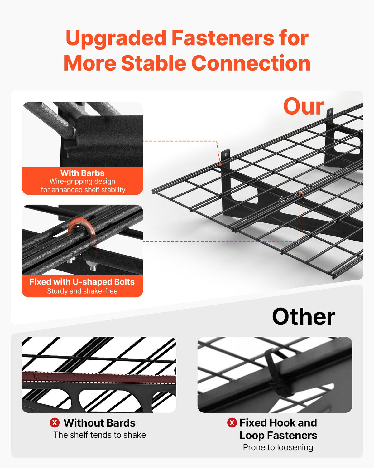 VEVOR 2-Tier Heavy Duty Wall Garage Shelving, 8 Pack 1 x 3 ft Steel Wall Mounted Shelving Unit with Hooks, 24 x 72 Inch Per Shelf Floating Storage Metal Rack, 1000 lbs Total Weight Capacity, Black - CKGBGSWGJ2475V9WE001V0 - view 5