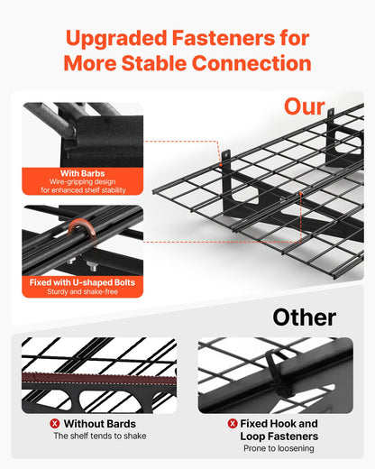 VEVOR 2-Tier Heavy Duty Wall Garage Shelving, 8 Pack 1 x 3 ft Steel Wall Mounted Shelving Unit with Hooks, 24 x 72 Inch Per Shelf Floating Storage Metal Rack, 1000 lbs Total Weight Capacity, Black - CKGBGSWGJ2475V9WE001V0 - view 5