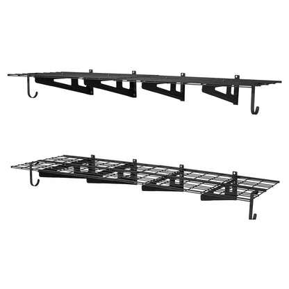 VEVOR 2-Tier Heavy Duty Wall Garage Shelving, 8 Pack 1 x 3 ft Steel Wall Mounted Shelving Unit with Hooks, 24 x 72 Inch Per Shelf Floating Storage Metal Rack, 1000 lbs Total Weight Capacity, Black - CKGBGSWGJ2475V9WE001V0 - view 10