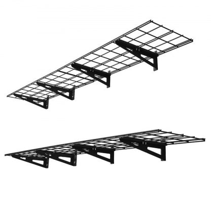 VEVOR 2-Tier Heavy Duty Wall Garage Shelving, 4 Pack 1 x 3 ft Steel Wall Mounted Shelving Unit, 12 x 72 Inch Per Shelf Floating Storage Metal Rack for Garage with 600 lbs Total Weight Capacity, Black - CKGBGSWGJDGJSS371001V0 - view 2