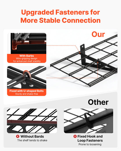 VEVOR 2-Tier Heavy Duty Wall Garage Shelving, 4 Pack 1 x 3 ft Steel Wall Mounted Shelving Unit, 12 x 72 Inch Per Shelf Floating Storage Metal Rack for Garage with 600 lbs Total Weight Capacity, Black - CKGBGSWGJDGJSS371001V0 - view 5