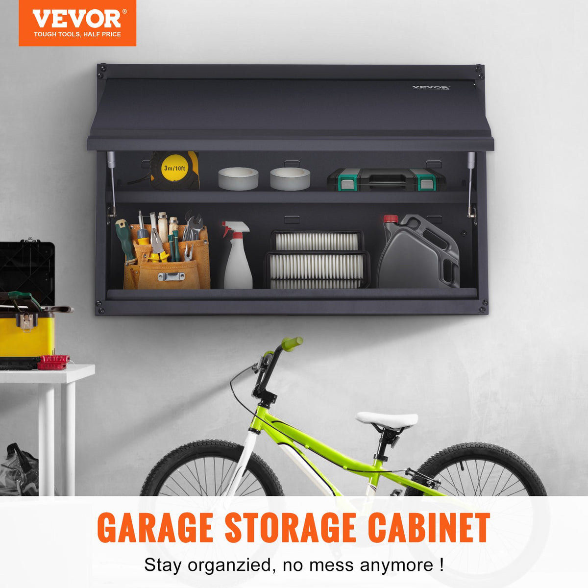 VEVOR Metal Storage Cabinet, 120lbs Load Capacity per Shelf, 20'' Tall Wall-Mounted Powder-Coating Steel Garage Cabinet with Adjustable Shelf, Press to Lock & Open Door, Perfect - CKGJJXJSBGJHHZ7OJV0 - view 2