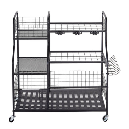 VEVOR Garden Tool Organizer with Wheels, Large Metal Garage Storage Rack, for Rakes/Shovels/Brooms, Yard Utility Tool Holder for Shed/Outdoor/Lawn Organization, Heavy-Duty Steel, with Hooks, Black - CKGJSNJDXJSC5B71W001V0 - view 10