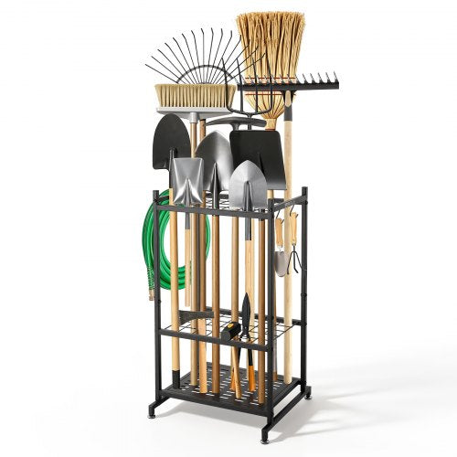 VEVOR Garden Tool Organizer, 35 Slots with Hooks, Metal Garage Storage Rack, for Rakes/Shovels/Brooms, Yard Utility Tool Holder for Shed/Outdoor/Lawn Organization, Heavy-Duty Steel, Freestanding,Black - CKGJSNJXXJSCJXDRH001V0 - view 2