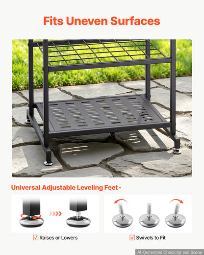 VEVOR Garden Tool Organizer, 35 Slots with Hooks, Metal Garage Storage Rack, for Rakes/Shovels/Brooms, Yard Utility Tool Holder for Shed/Outdoor/Lawn Organization, Heavy-Duty Steel, Freestanding,Black - CKGJSNJXXJSCJXDRH001V0 - view 5