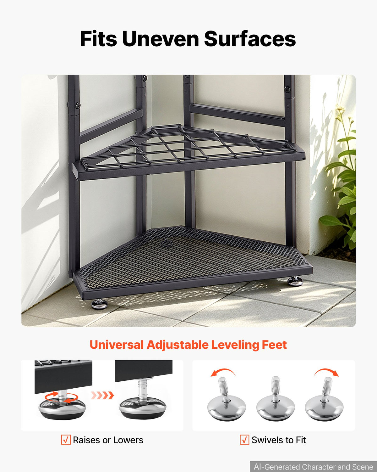 VEVOR Garden Tool Organizer for Corner, 17 Slots, Metal Garage Storage Rack, for Rakes/Shovels/Brooms, Yard Utility Tool Holder for Shed/Outdoor/Lawn Organization, Heavy-Duty Steel, with Hooks, Black - CKGJSNJXXJSCLFFS8001V0 - view 5
