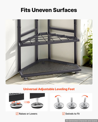 VEVOR Garden Tool Organizer for Corner, 17 Slots, Metal Garage Storage Rack, for Rakes/Shovels/Brooms, Yard Utility Tool Holder for Shed/Outdoor/Lawn Organization, Heavy-Duty Steel, with Hooks, Black - CKGJSNJXXJSCLFFS8001V0 - view 5