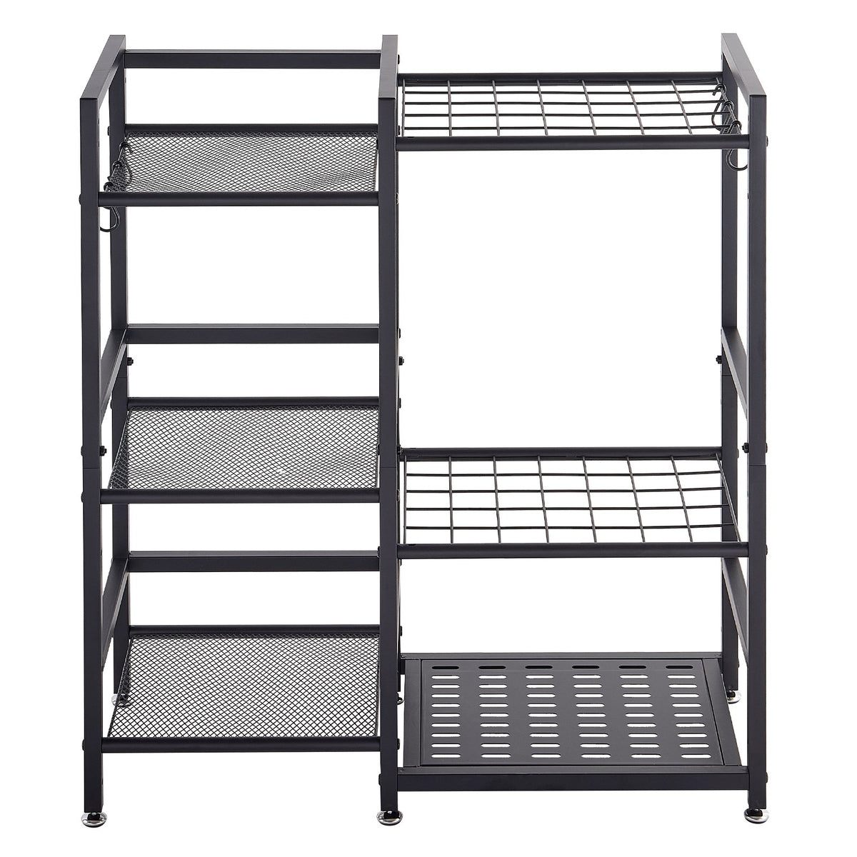 VEVOR Garden Tool Organizer with Guard Rail, 3-Tier Metal Storage Rack, for Rakes/Shovels/Brooms, Yard Utility Holder for Garage/Shed/Outdoor/Lawn Organization, Heavy-Duty Steel, with Hooks, Black - CKGJSNJZXJSCGDNCP001V0 - view 10