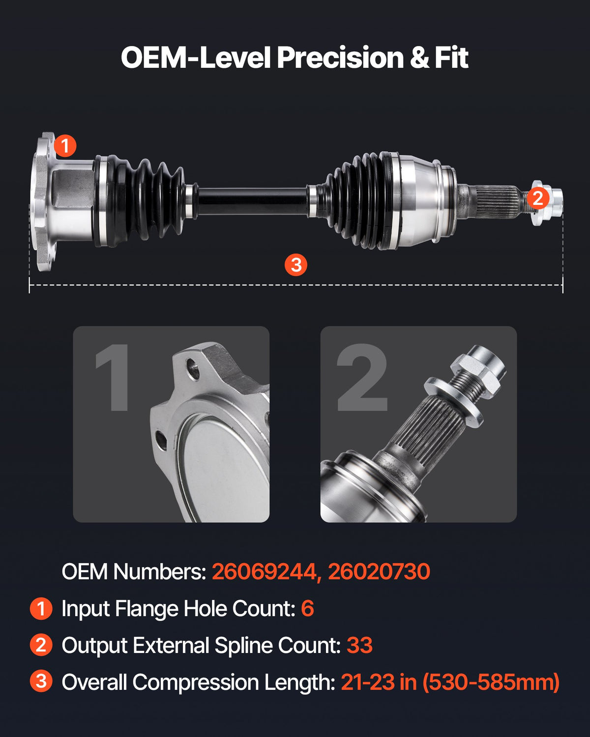VEVOR CV Axle Shaft Assembly, Front Left or Right Side (Driver or Passenger Side), Automotive Replacement CV Joint Axle Compatible with 1999-2006 Chevrolet Silverado 1500, Alloy Steel & Carbon Steel - CKHJSYCCZZCD47611001V0 - view 4