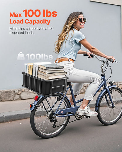 VEVOR Rear Bike Basket, Medium Bicycle Basket with Cargo Net, Liner & Waterproof Cover, Heavy Duty Bike Back Basket for Adult Women/Men Carrying Dogs, Pets, Fruit & Grocery, Mounting Tools Included - CKHXJSGZYNCBKTWSAV0 - view 4