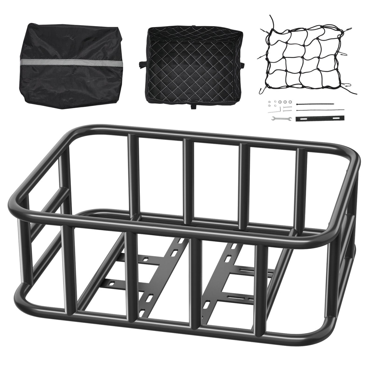 VEVOR Rear Bike Basket, Medium Bicycle Basket with Cargo Net, Liner & Waterproof Cover, Heavy Duty Bike Back Basket for Adult Women/Men Carrying Dogs, Pets, Fruit & Grocery, Mounting Tools Included - CKHXJSGZYNCBKTWSAV0 - view 10