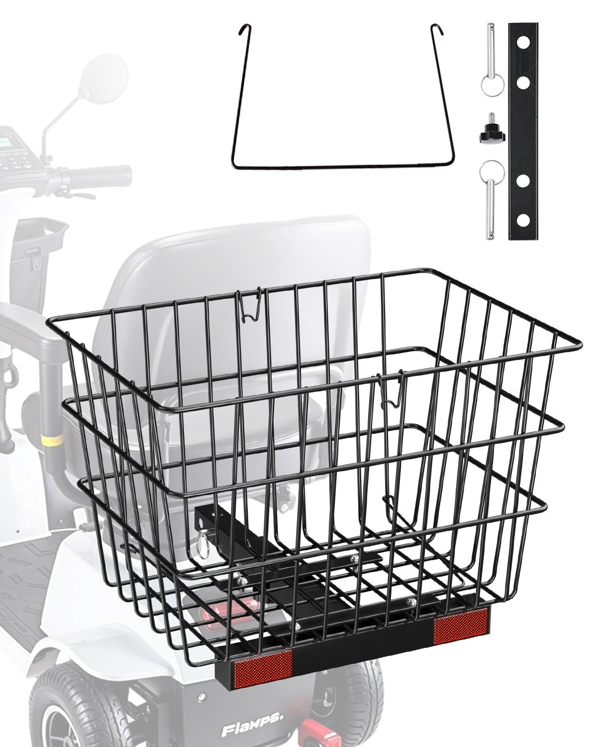 VEVOR Scooter Rear Basket, Heavy Duty Metal Wire Basket with Handle, Spacious Cargo Basket, Works with 1-inch Receiver, Compatible with Most Golden, Drive & Pride Mobility Scooter - CKHXJSSZWNCBHGDPJV0 - view 1