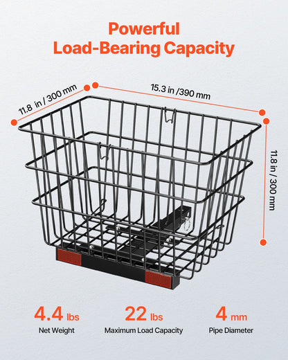 VEVOR Scooter Rear Basket, Heavy Duty Metal Wire Basket with Handle, Spacious Cargo Basket, Works with 1-inch Receiver, Compatible with Most Golden, Drive & Pride Mobility Scooter - CKHXJSSZWNCBHGDPJV0 - view 3