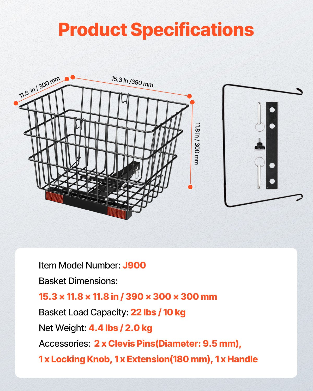 VEVOR Scooter Rear Basket, Heavy Duty Metal Wire Basket with Handle, Spacious Cargo Basket, Works with 1-inch Receiver, Compatible with Most Golden, Drive & Pride Mobility Scooter - CKHXJSSZWNCBHGDPJV0 - view 8