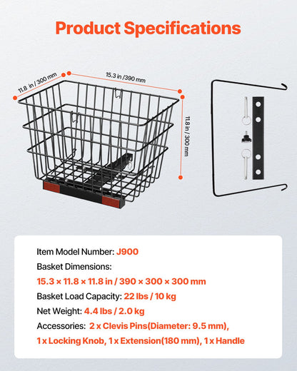 VEVOR Scooter Rear Basket, Heavy Duty Metal Wire Basket with Handle, Spacious Cargo Basket, Works with 1-inch Receiver, Compatible with Most Golden, Drive & Pride Mobility Scooter - CKHXJSSZWNCBHGDPJV0 - view 8