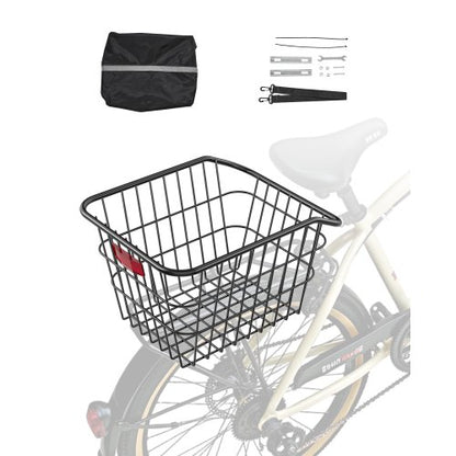 VEVOR Rear Bike Basket, Metal Wire Bicycle Basket with Reflective Tail Light & Waterproof Cover, Durable Bike Back Basket, Fits to Most Rear Bike Racks - CKHXJSSZWNCBXWH3VV0 - view 2