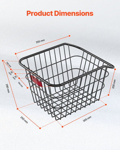 VEVOR Rear Bike Basket, Metal Wire Bicycle Basket with Reflective Tail Light & Waterproof Cover, Durable Bike Back Basket, Fits to Most Rear Bike Racks - CKHXJSSZWNCBXWH3VV0 - view 7