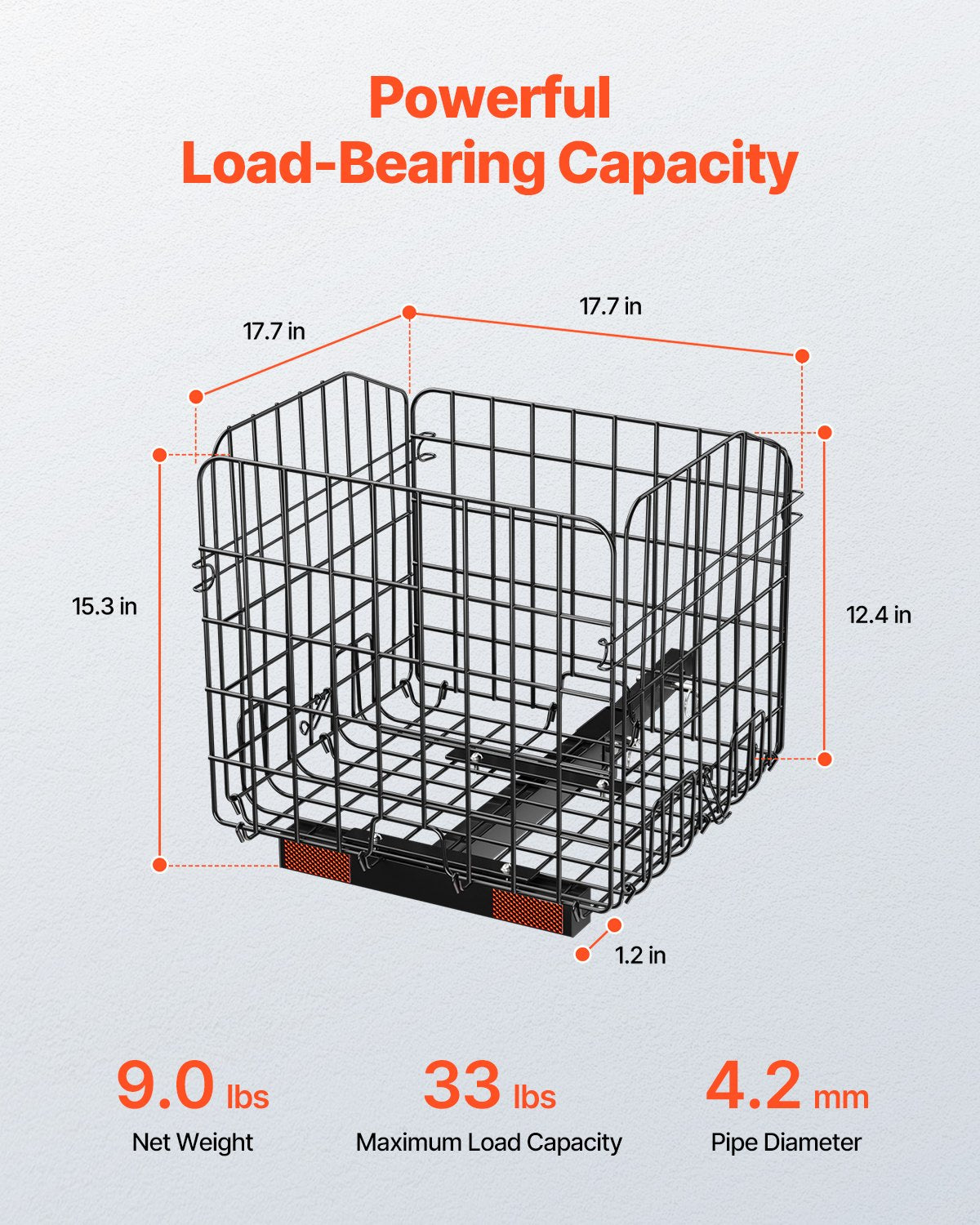 VEVOR Scooter Rear Basket, Folding Metal Wire Basket, Heavy Duty & Spacious Cargo Basket, Works with 1-inch Receiver, Compatible with Most Golden, Drive & Pride Mobility Scooter - CKHXJSSZWNCKSKD1LV0 - view 3