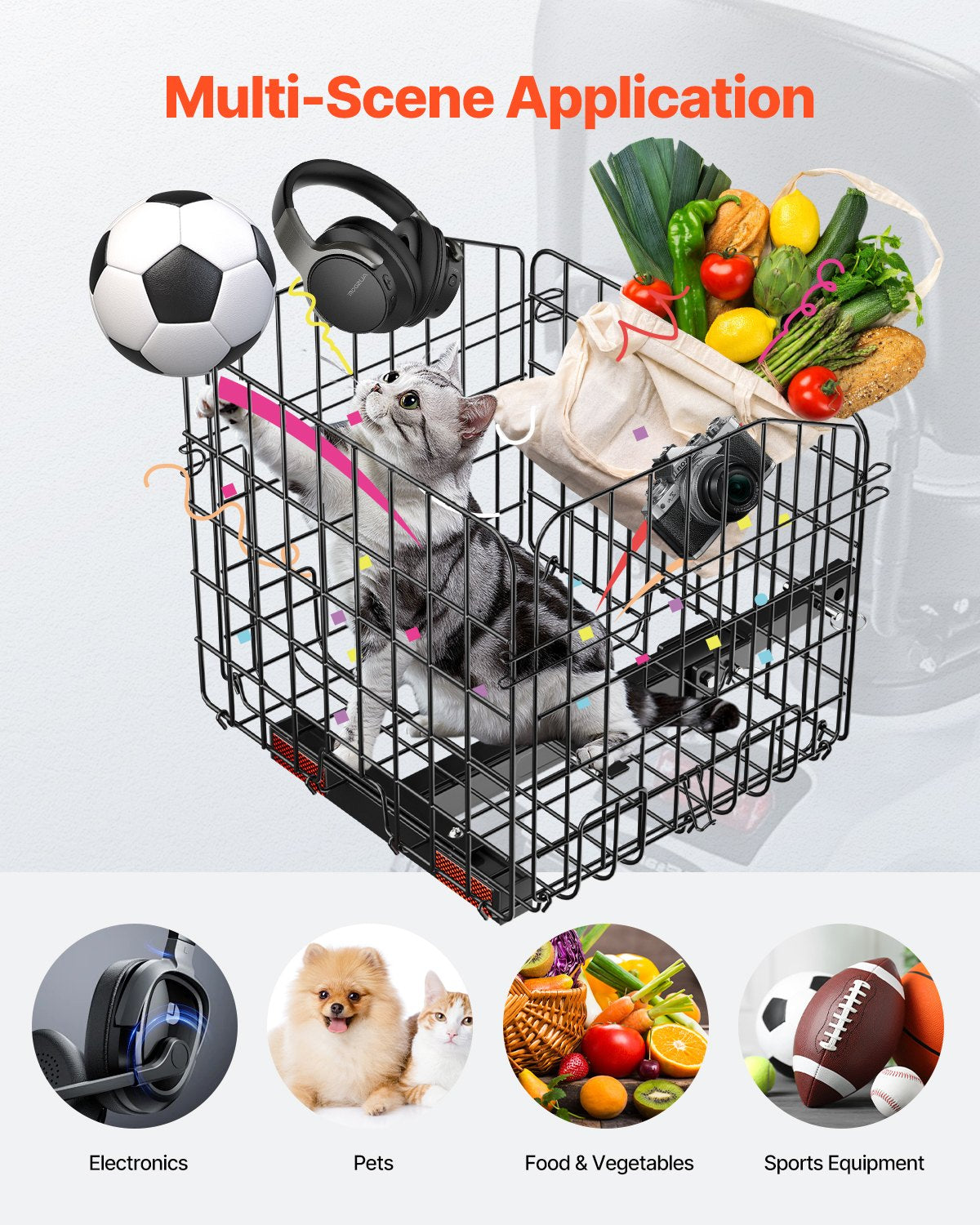 VEVOR Scooter Rear Basket, Folding Metal Wire Basket, Heavy Duty & Spacious Cargo Basket, Works with 1-inch Receiver, Compatible with Most Golden, Drive & Pride Mobility Scooter - CKHXJSSZWNCKSKD1LV0 - view 5