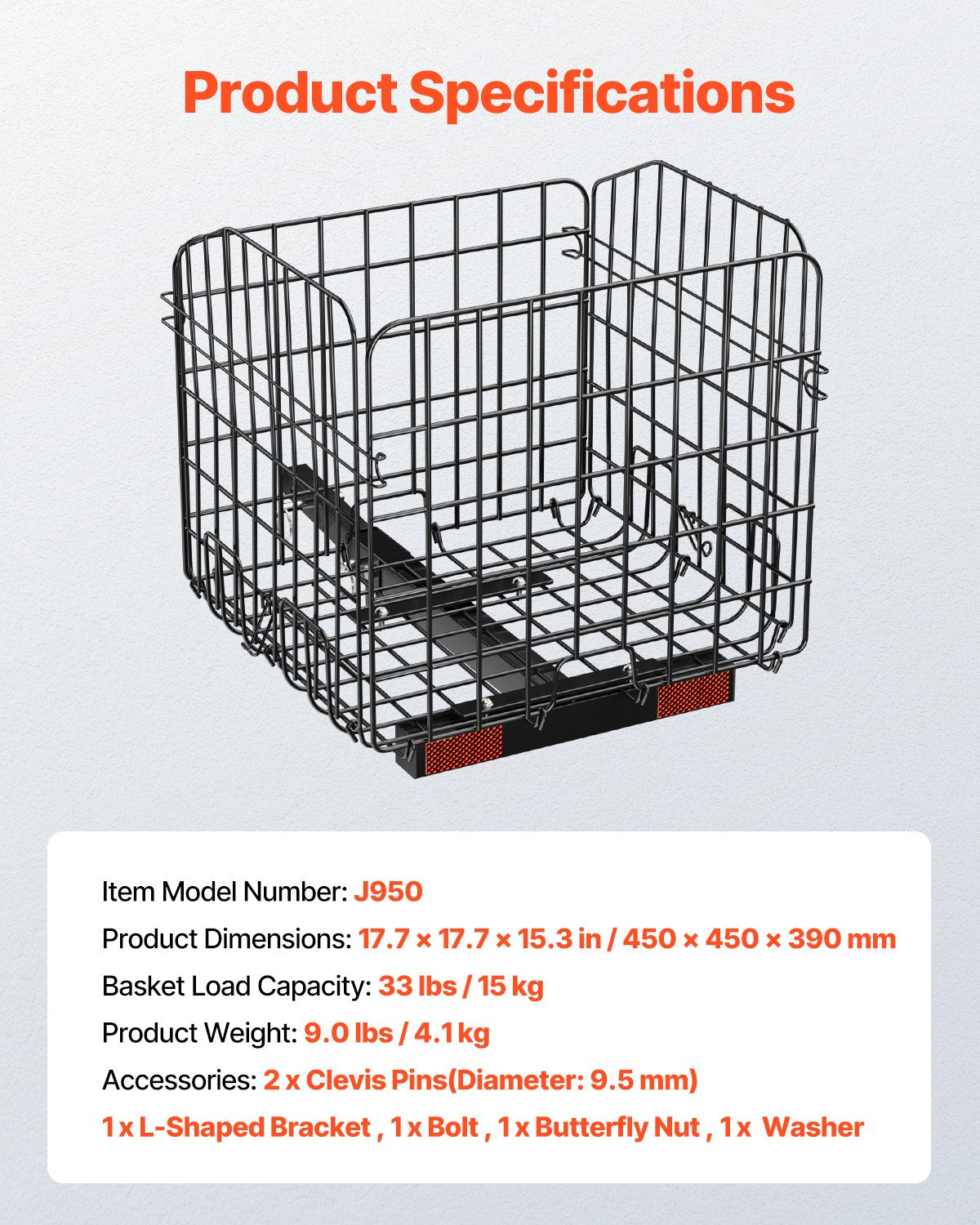 VEVOR Scooter Rear Basket, Folding Metal Wire Basket, Heavy Duty & Spacious Cargo Basket, Works with 1-inch Receiver, Compatible with Most Golden, Drive & Pride Mobility Scooter - CKHXJSSZWNCKSKD1LV0 - view 8