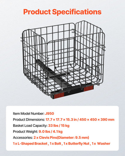 VEVOR Scooter Rear Basket, Folding Metal Wire Basket, Heavy Duty & Spacious Cargo Basket, Works with 1-inch Receiver, Compatible with Most Golden, Drive & Pride Mobility Scooter - CKHXJSSZWNCKSKD1LV0 - view 8