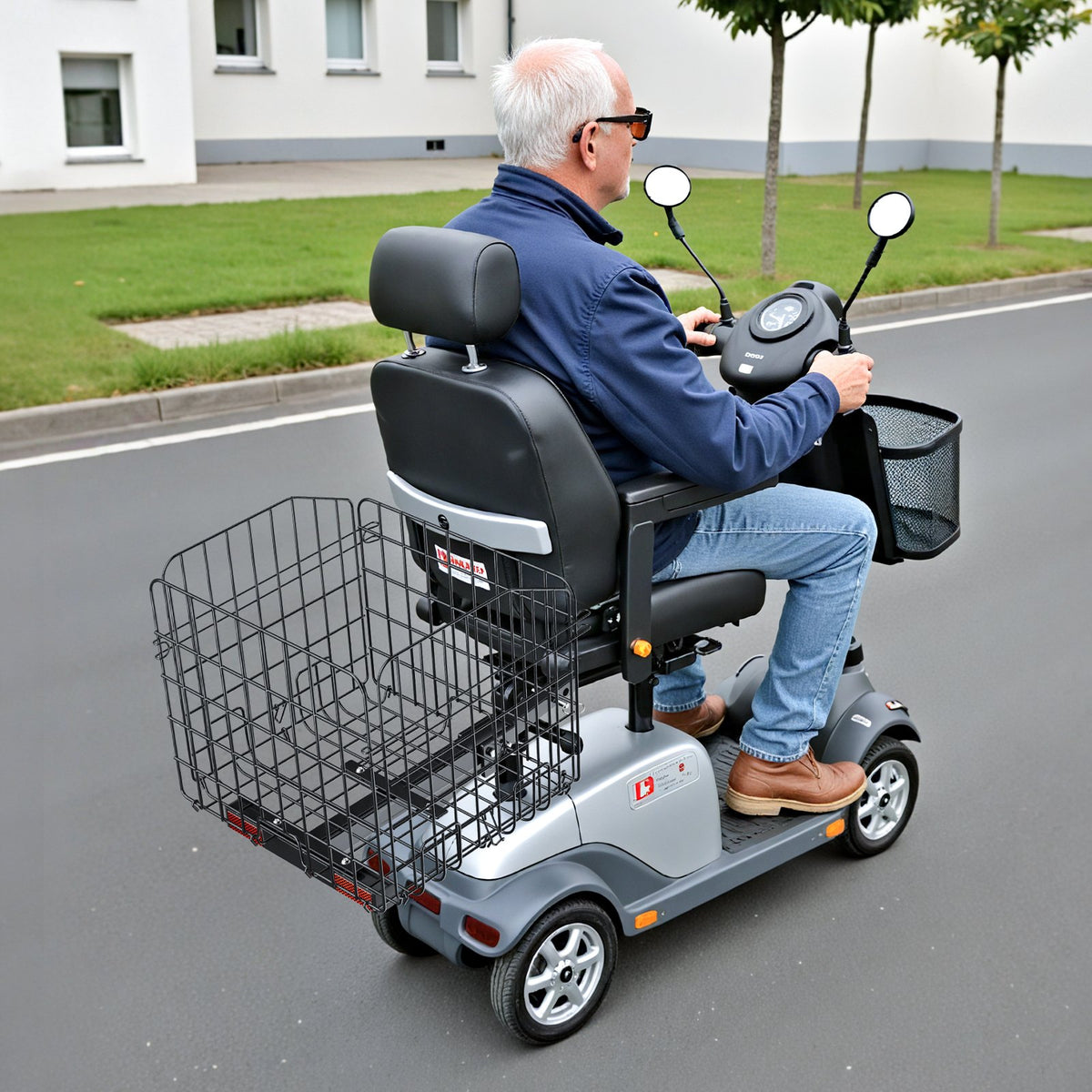 VEVOR Scooter Rear Basket, Folding Metal Wire Basket, Heavy Duty & Spacious Cargo Basket, Works with 1-inch Receiver, Compatible with Most Golden, Drive & Pride Mobility Scooter - CKHXJSSZWNCKSKD1LV0 - view 9