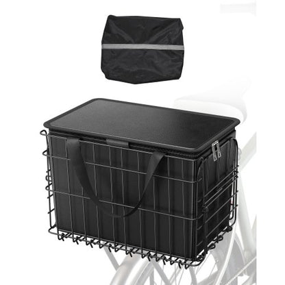 VEVOR Rear Bike Basket, Folding Wire Bicycle Basket with Cargo Net, Removable Liner Bag & Waterproof Cover, Quick Release Design Bike Basket for Adult Women/Men Carrying Dogs Pets Fruit & Grocery - CKHXJSSZYNCKOWR9SV0 - view 2