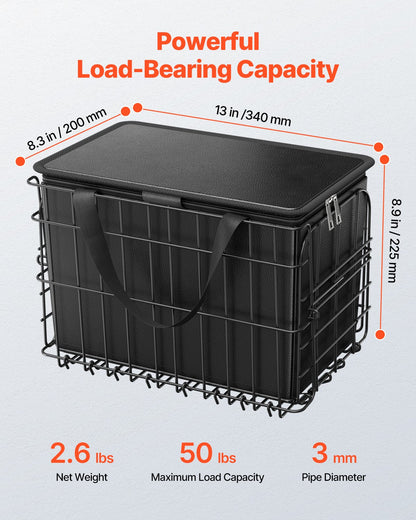 VEVOR Rear Bike Basket, Folding Wire Bicycle Basket with Cargo Net, Removable Liner Bag & Waterproof Cover, Quick Release Design Bike Basket for Adult Women/Men Carrying Dogs Pets Fruit & Grocery - CKHXJSSZYNCKOWR9SV0 - view 3