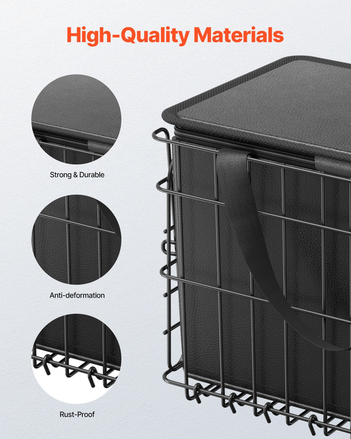 VEVOR Rear Bike Basket, Folding Wire Bicycle Basket with Cargo Net, Removable Liner Bag & Waterproof Cover, Quick Release Design Bike Basket for Adult Women/Men Carrying Dogs Pets Fruit & Grocery - CKHXJSSZYNCKOWR9SV0 - view 6
