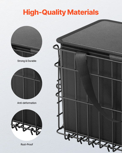 VEVOR Rear Bike Basket, Folding Wire Bicycle Basket with Cargo Net, Removable Liner Bag & Waterproof Cover, Quick Release Design Bike Basket for Adult Women/Men Carrying Dogs Pets Fruit & Grocery - CKHXJSSZYNCKOWR9SV0 - view 6
