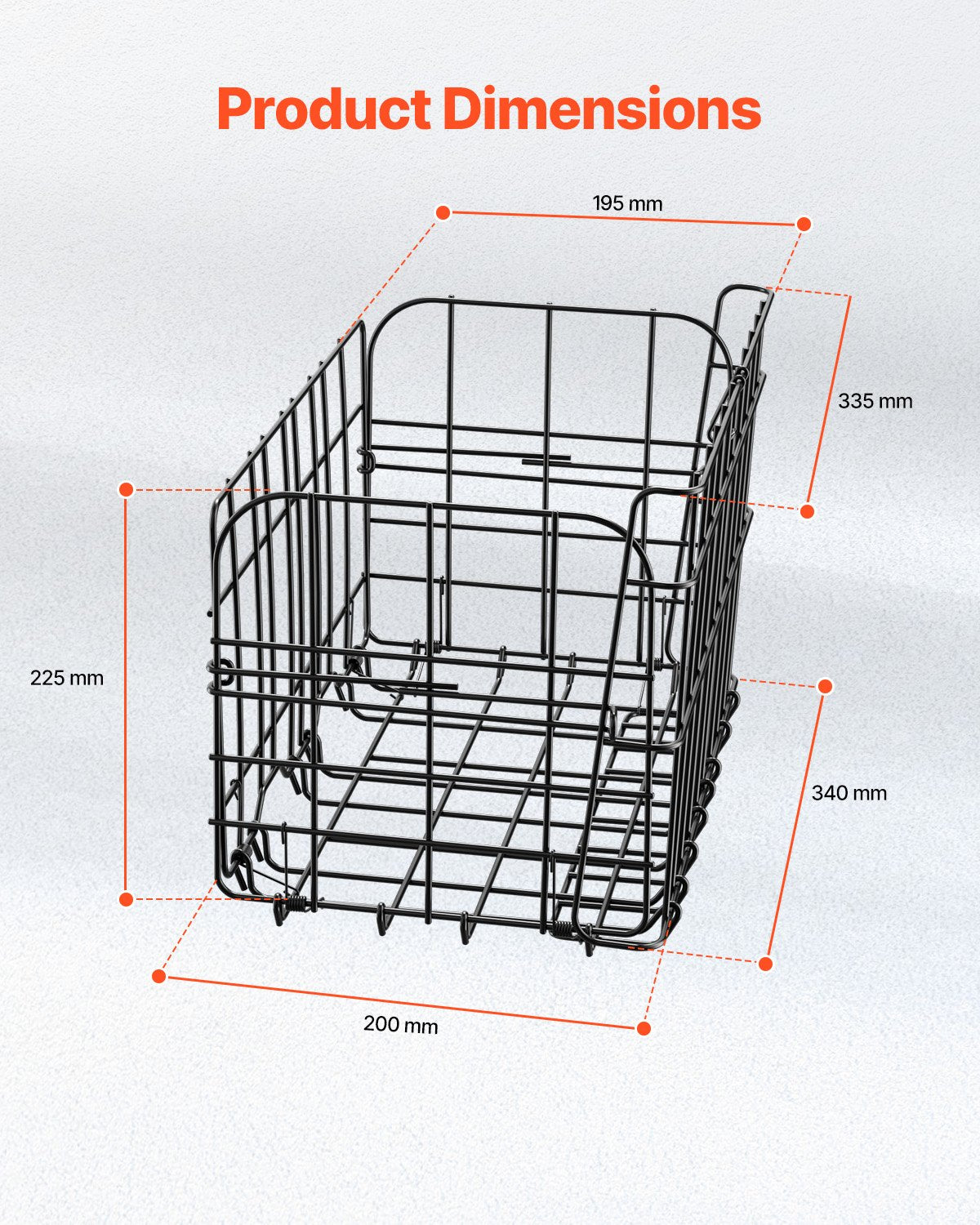 VEVOR Rear Bike Basket, Folding Wire Bicycle Basket with Cargo Net, Removable Liner Bag & Waterproof Cover, Quick Release Design Bike Basket for Adult Women/Men Carrying Dogs Pets Fruit & Grocery - CKHXJSSZYNCKOWR9SV0 - view 7