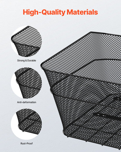 VEVOR Rear Bike Basket, Wire Mesh Bicycle Basket with Cargo Net & Waterproof Cover, Durable Metal Bike Back Basket, Fits Most Rear Bike Racks, Mounting Tools Included - CKHXJSWZWNCB7AA7WV0 - view 6