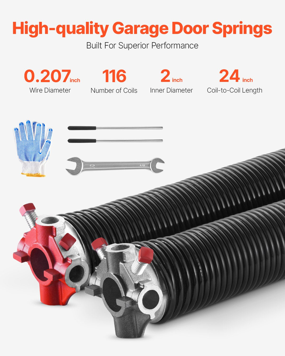VEVOR Garage Door Torsion Springs - Select Your Configuration - CKMDH0207X2XT2SMGV0 - view 2