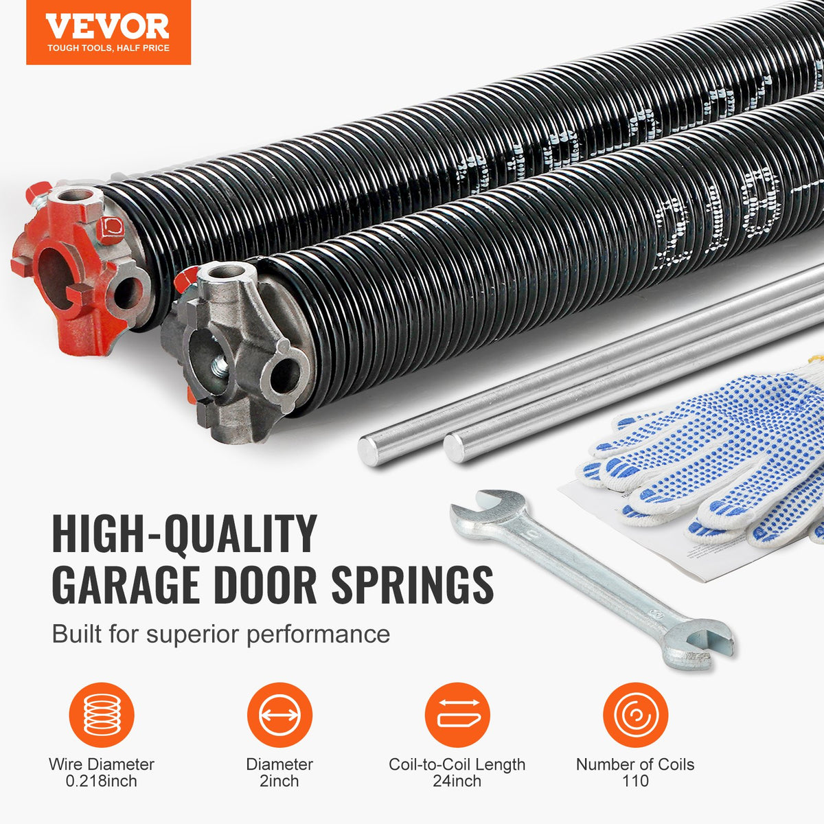 VEVOR Garage Door Torsion Springs - Select Your Configuration - CKMDH0218X2X2TDCCV0 - view 2