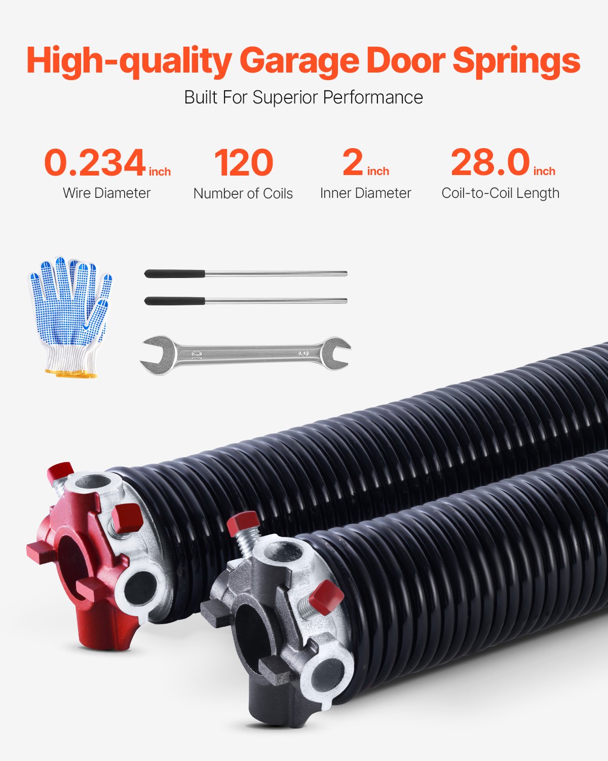 VEVOR Garage Door Torsion Springs - Select Your Configuration - CKMDH0234X2XXR2EWV0 - view 2