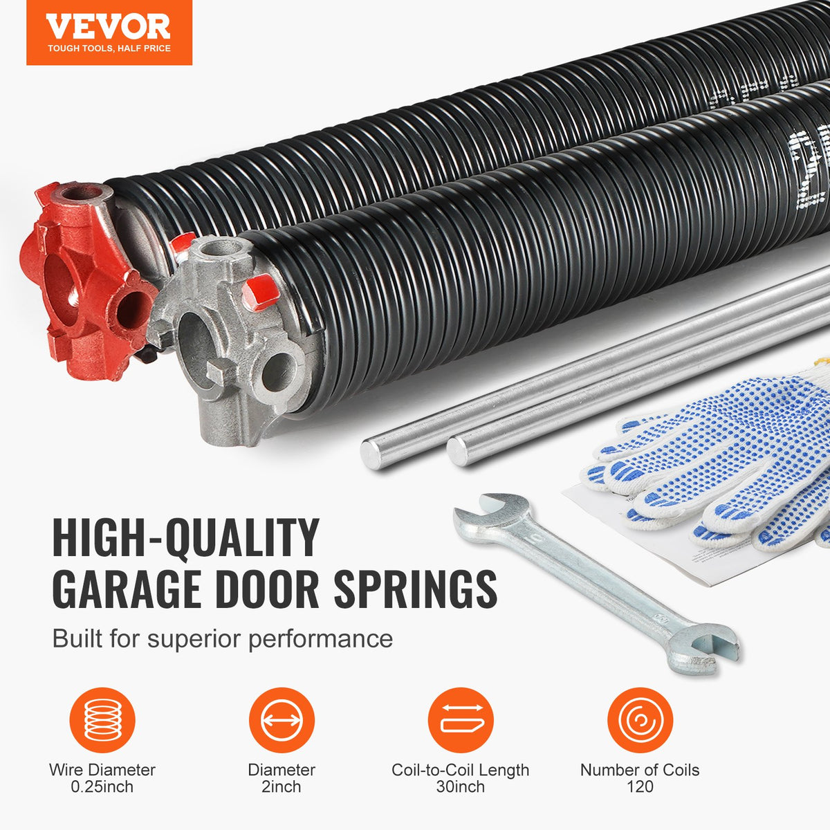 VEVOR Garage Door Torsion Springs - Select Your Configuration - CKMDH0250X2XGEHH7V0 - view 2