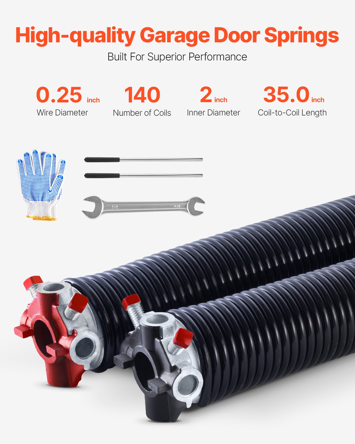 VEVOR Garage Door Torsion Springs - Select Your Configuration - CKMDH0250X2XRYBCJV0 - view 2